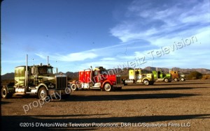 Rigs lined up to start the truck race