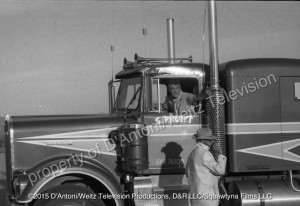 Stunt driver Bill Lane in the Kenworth