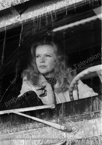 Anne Francis behind the windshield