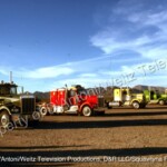 Rigs lined up to start the truck race