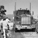 Kenworth 900 spattered with mud for a scene in Movin' On